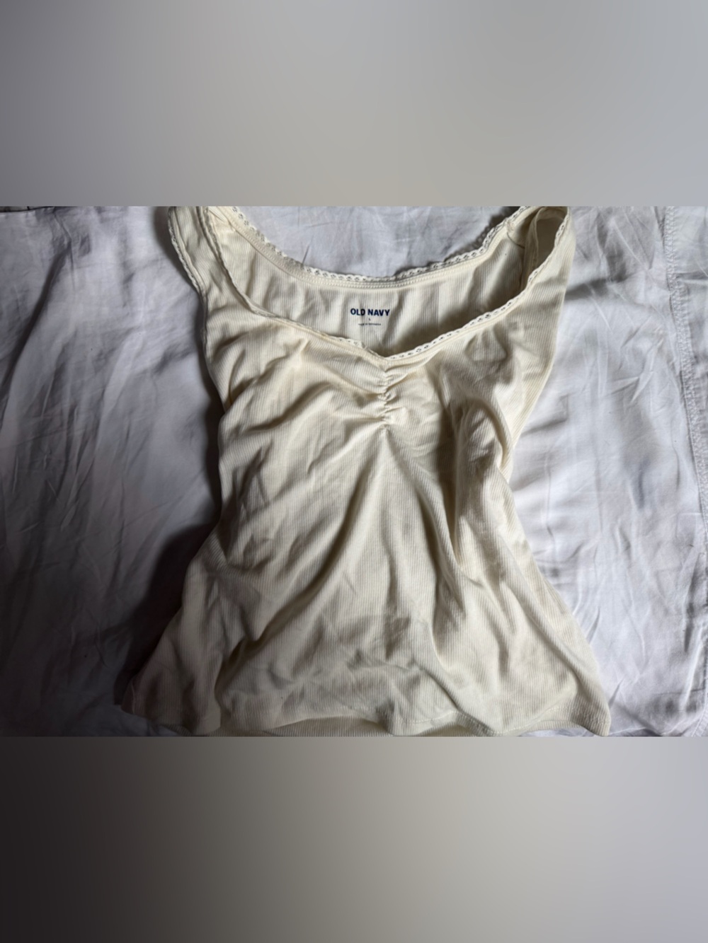 Old Navy Cream Ribbed Scoop Neck Tank - Women's Chemise Top